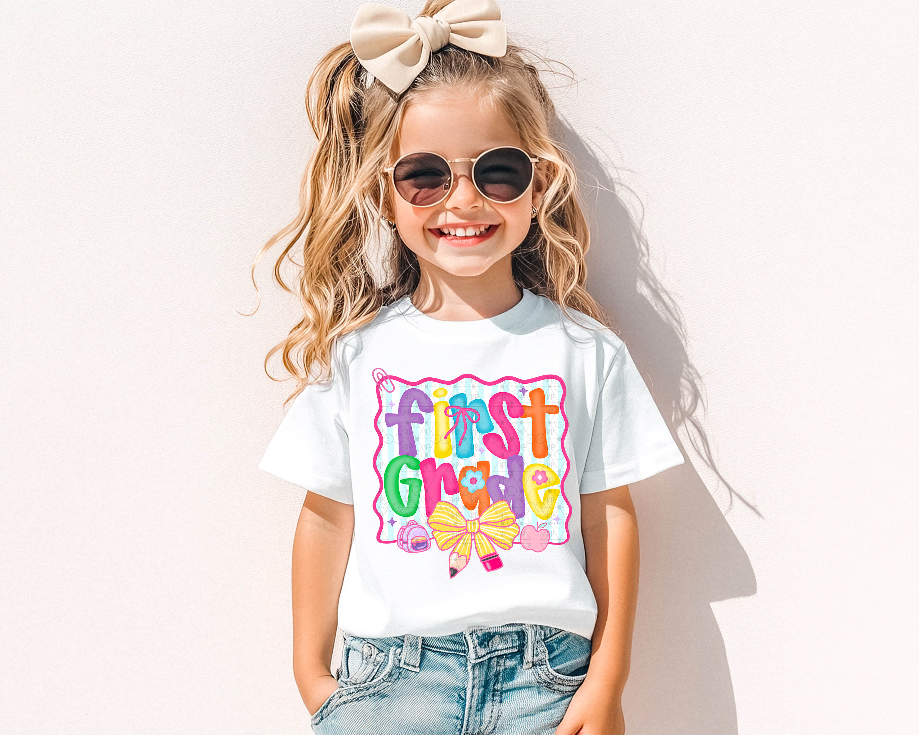 Cute Doodle First Grade Pink