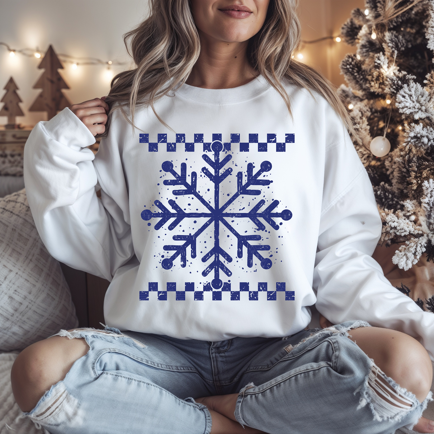 Distressed Blue Snowflake