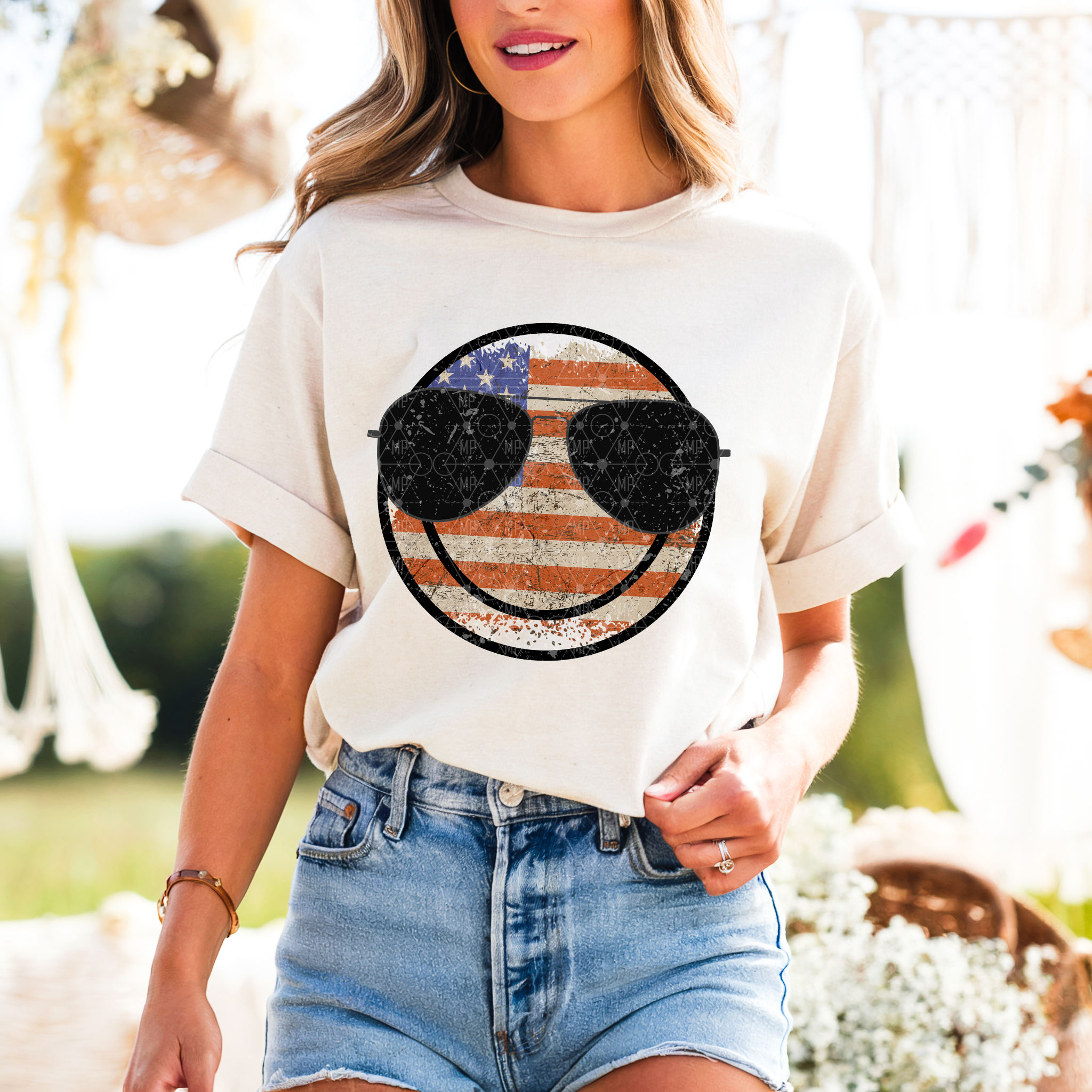 Distressed American Smiley