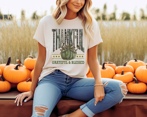 Load image 1 in gallery view. Camo Thankful Grateful & Blessed