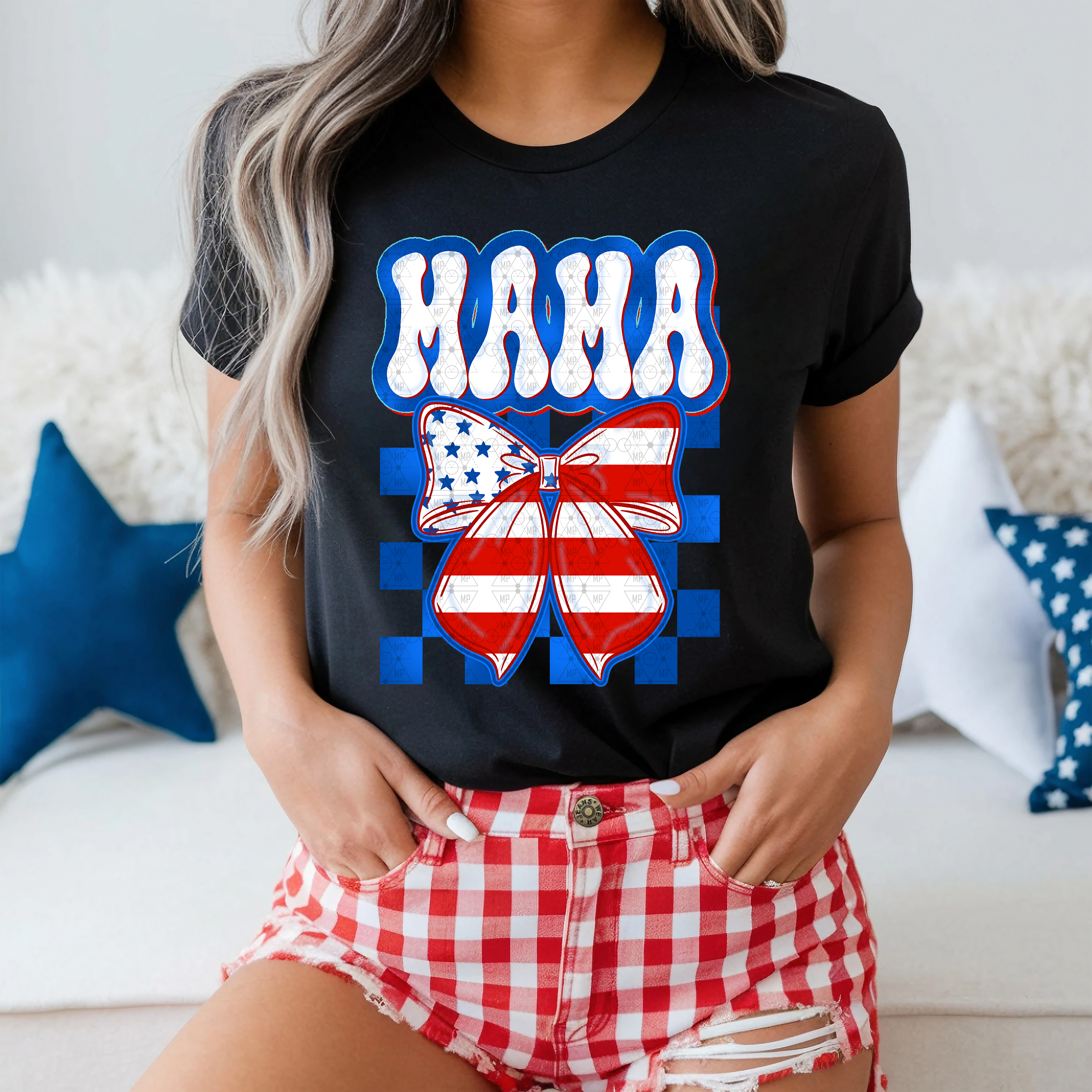Checkered Mama RWB Bow