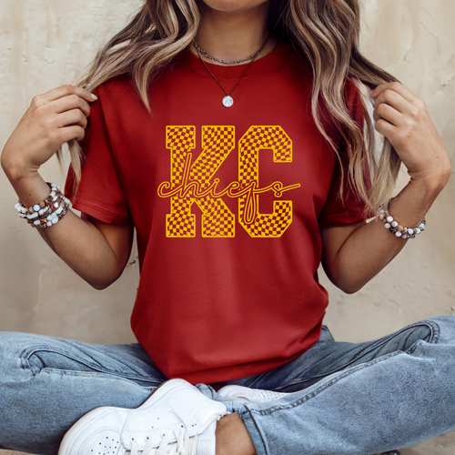 Load image 1 in gallery view. Gold Checkered KC