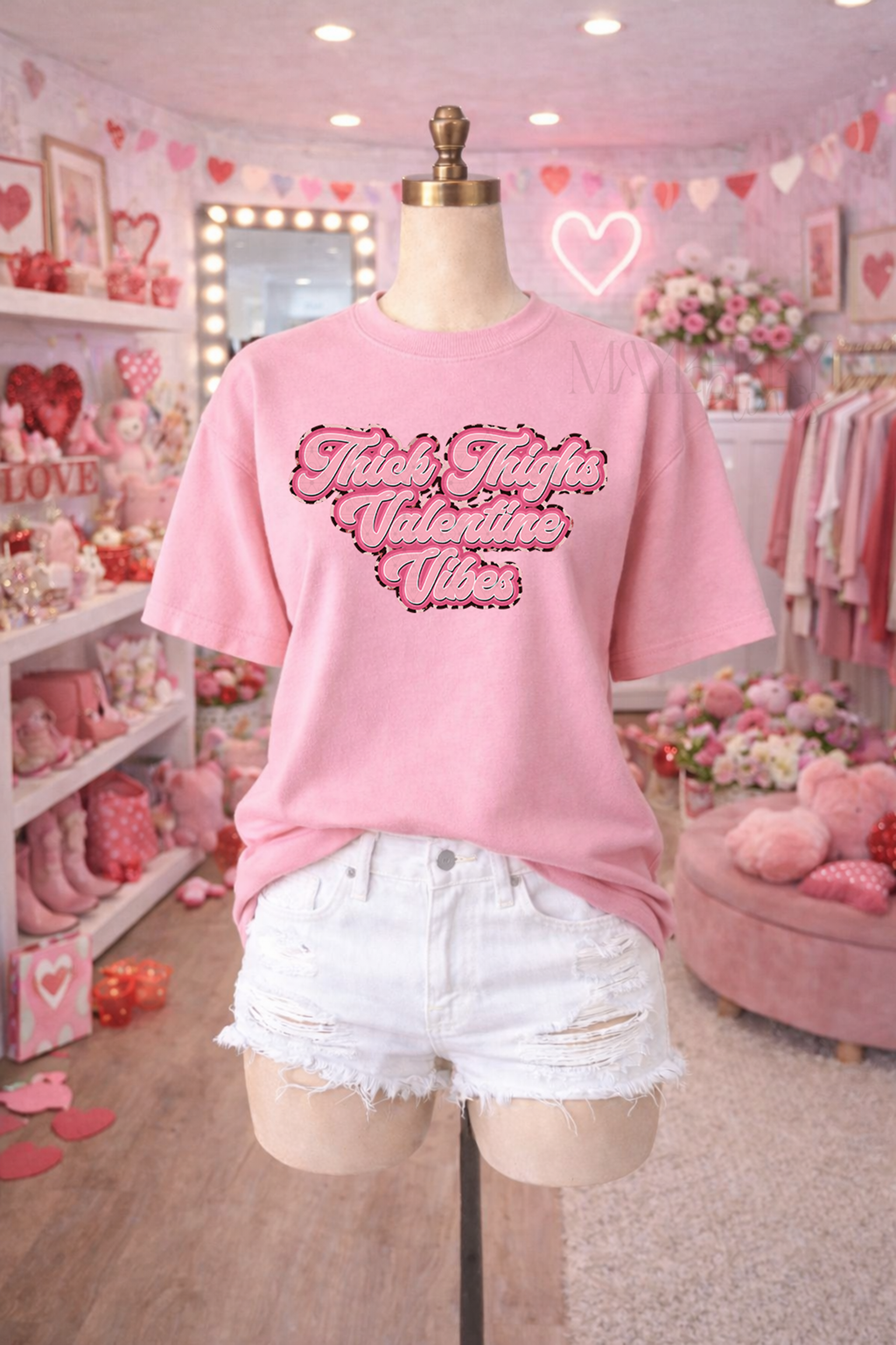 Thick Thighs Valentine Vibes Leopard Outline