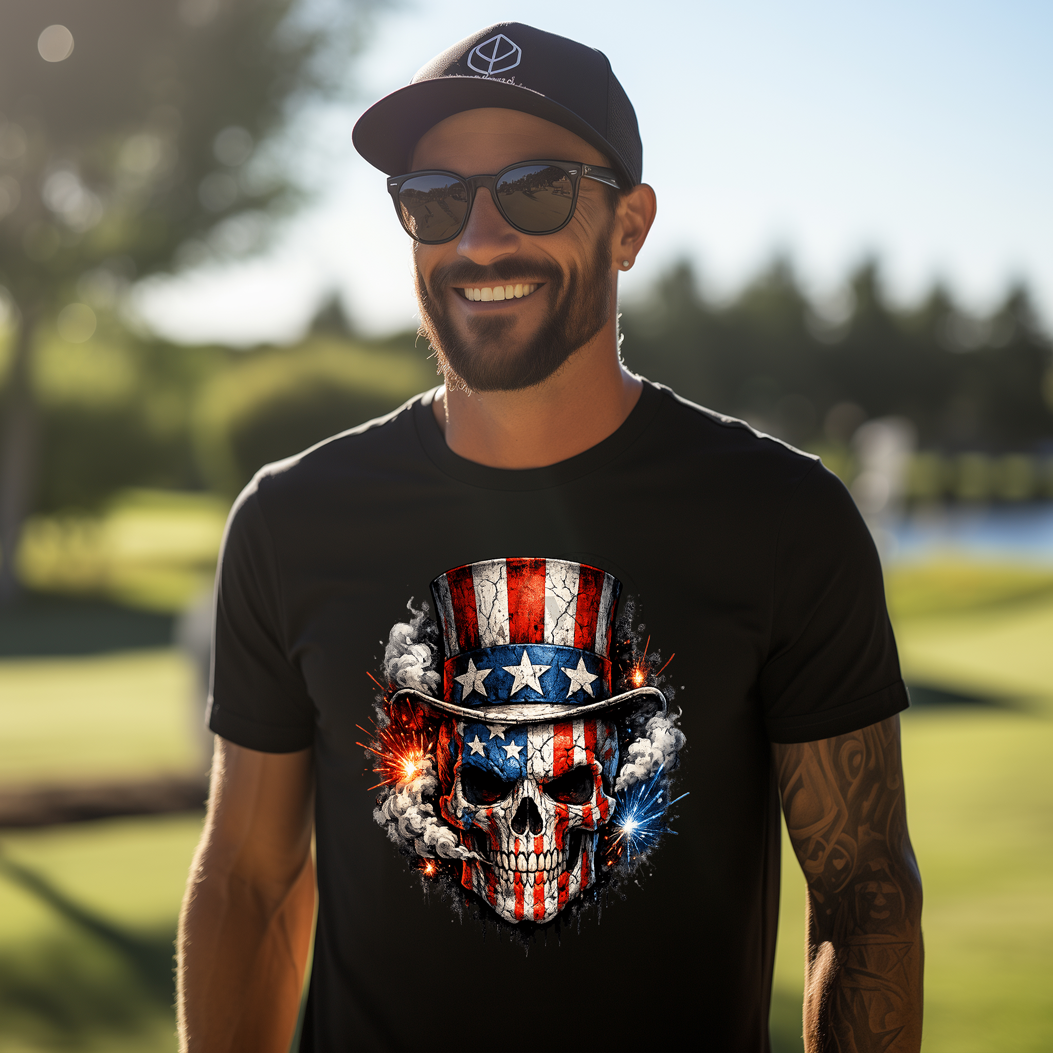 American Skull with Top Hat