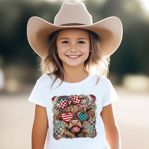 Load image 1 in gallery view. Sassy Red White and Blue Highland Cow