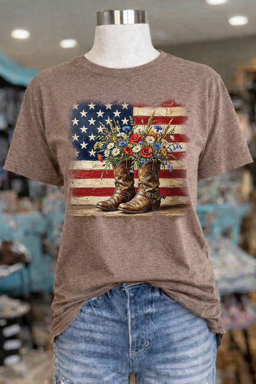 Load image 1 in gallery view. Vintage Flag and Wildflower Boots