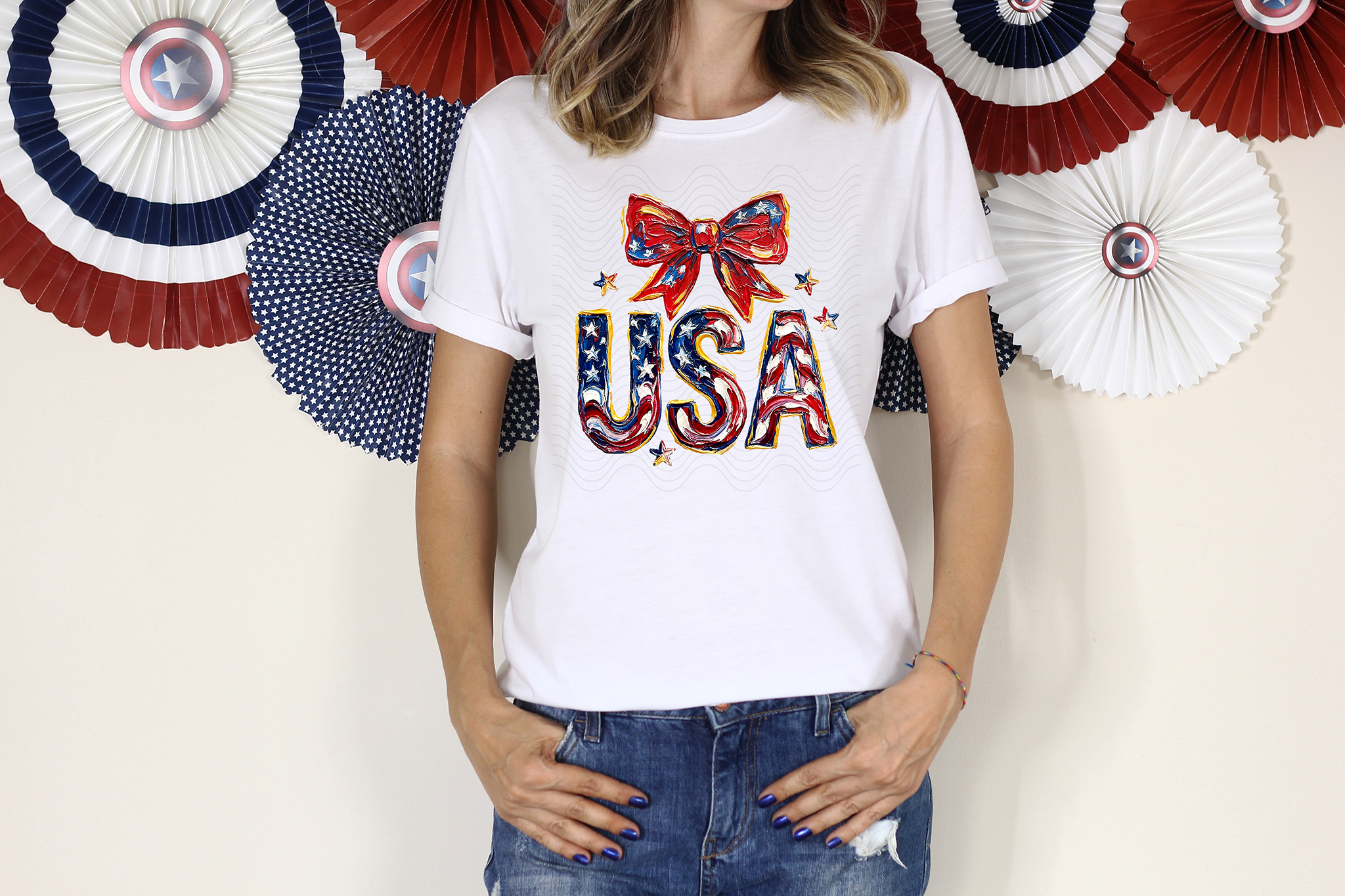 Painted USA Red White and Blue
