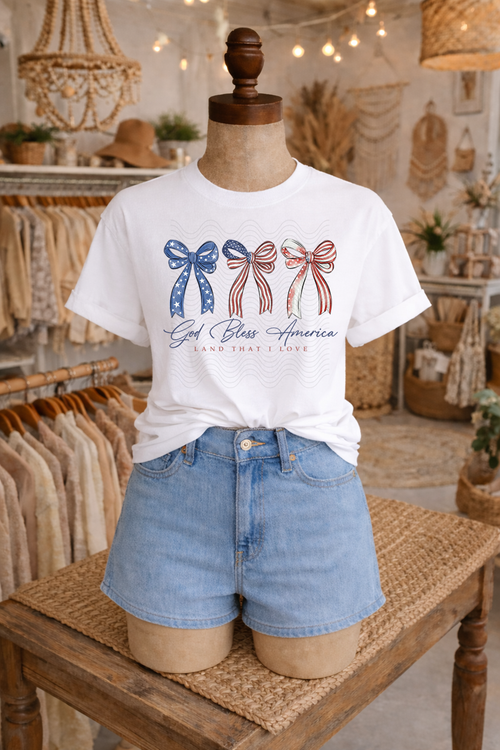 Load image 1 in gallery view. God Bless America Flag Bows