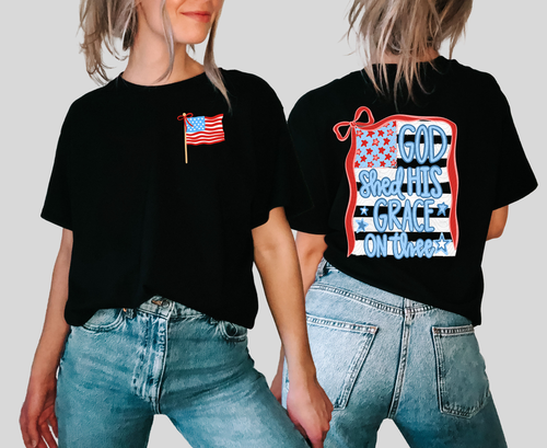 Load image 1 in gallery view. God Shed His Grace On Thee Doodle Flag