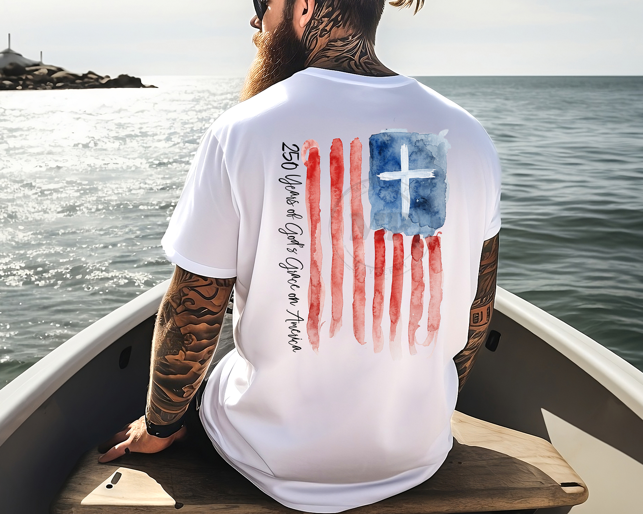 250 Years of God's Grace on America Watercolor Flag