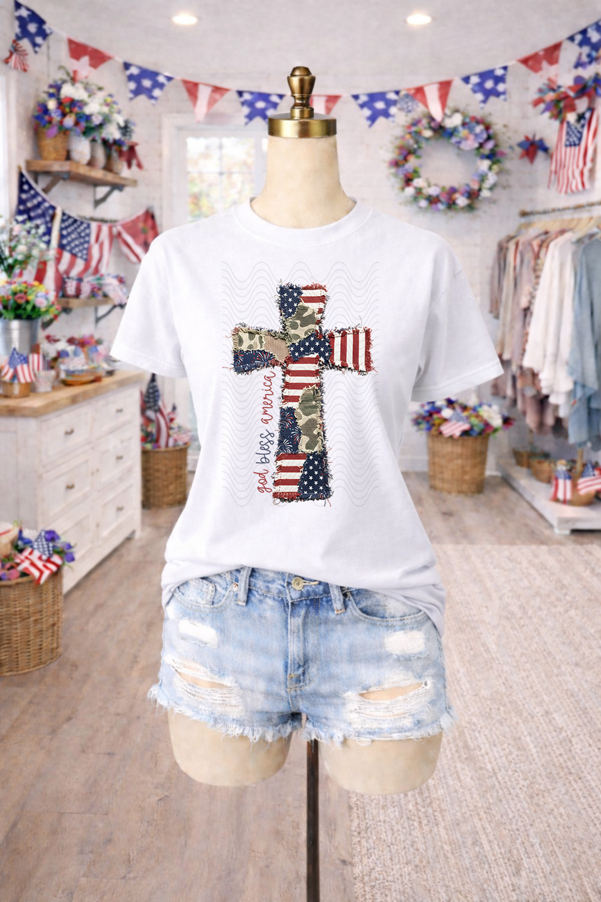 God Bless America Ragged Cross