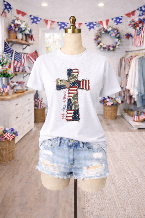 Load image 1 in gallery view. God Bless America Ragged Cross