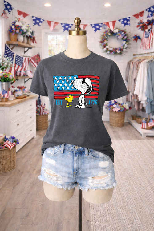 Load image 1 in gallery view. EST. 1776 Snoop and Woodstock