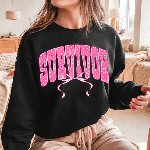 Load image 1 in gallery view. Pink Polka Dot Survivor with Bow