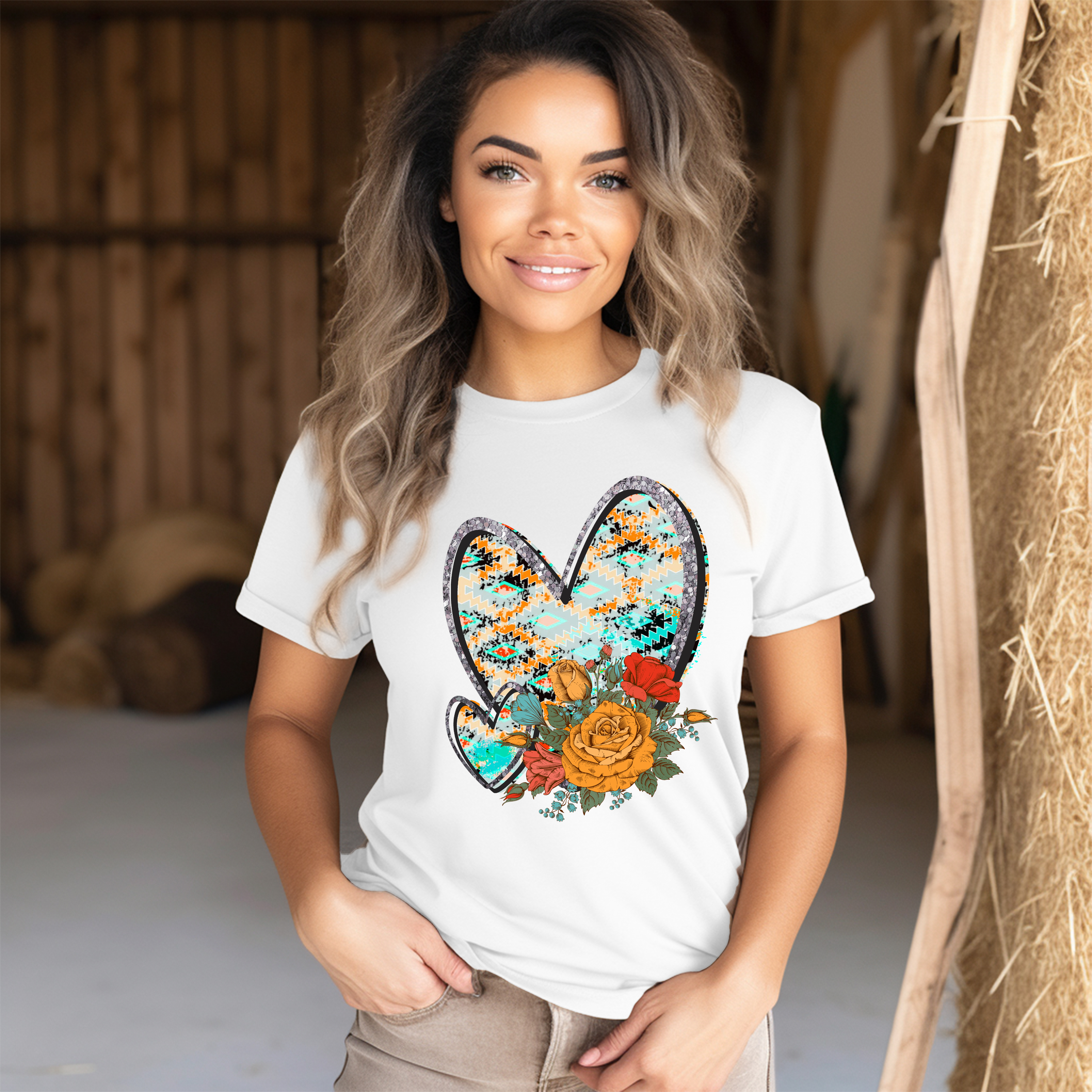 Western Boho Heart and Flowers