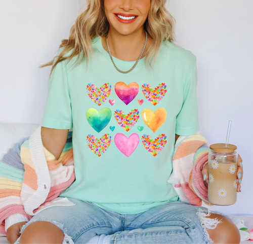 Load image 1 in gallery view. Watercolor Colorful Hearts