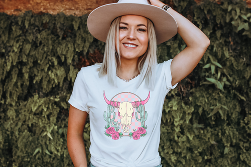 Load image 1 in gallery view. Pink Cow Skull