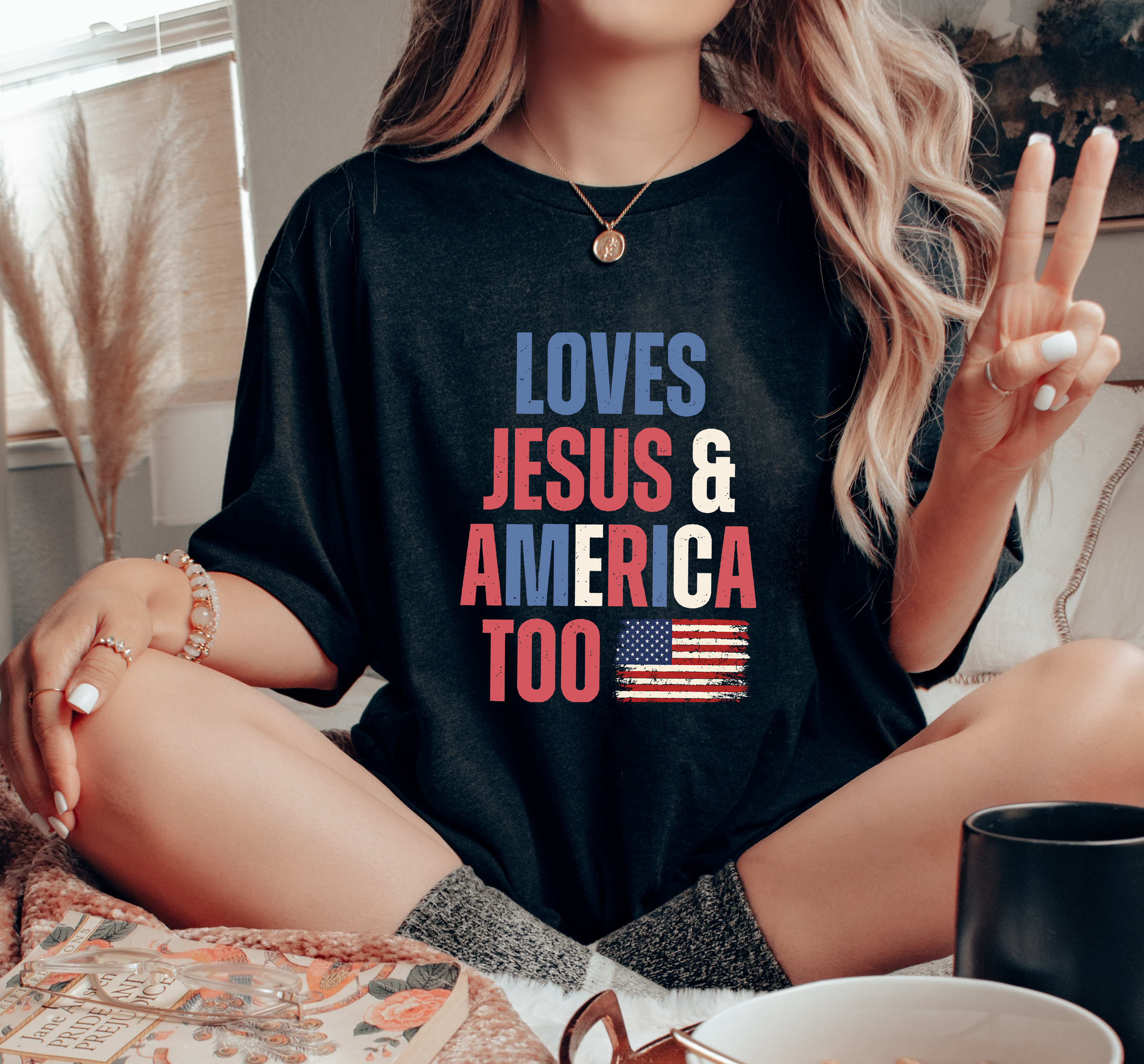 Loves Jesus And America Too Flag