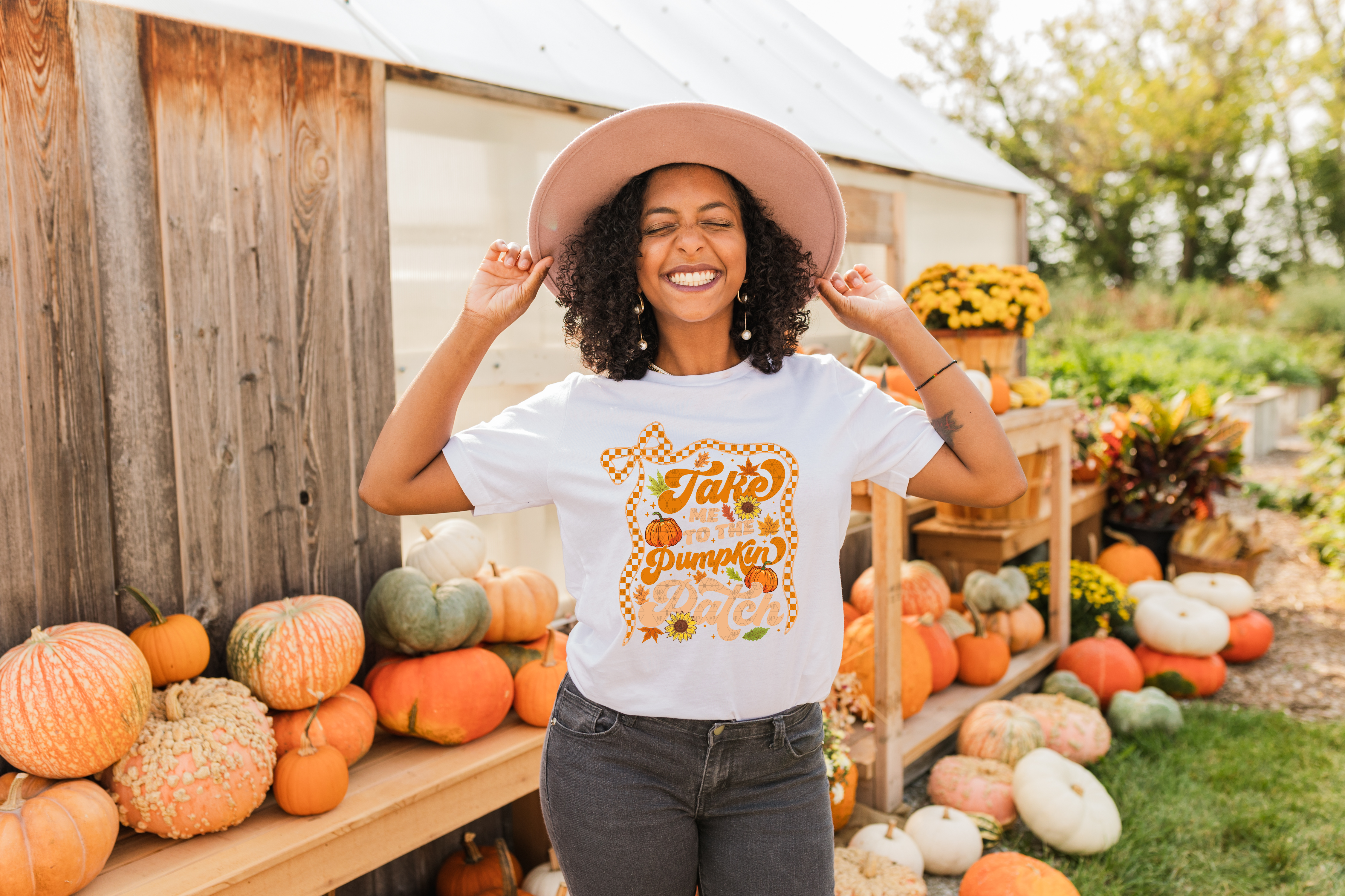 Checkered Bow Take Me To The Pumpkin Patch