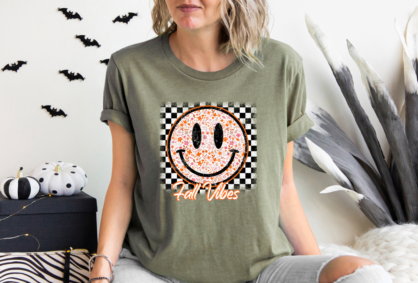 Checkered Smiley Fall Vibes