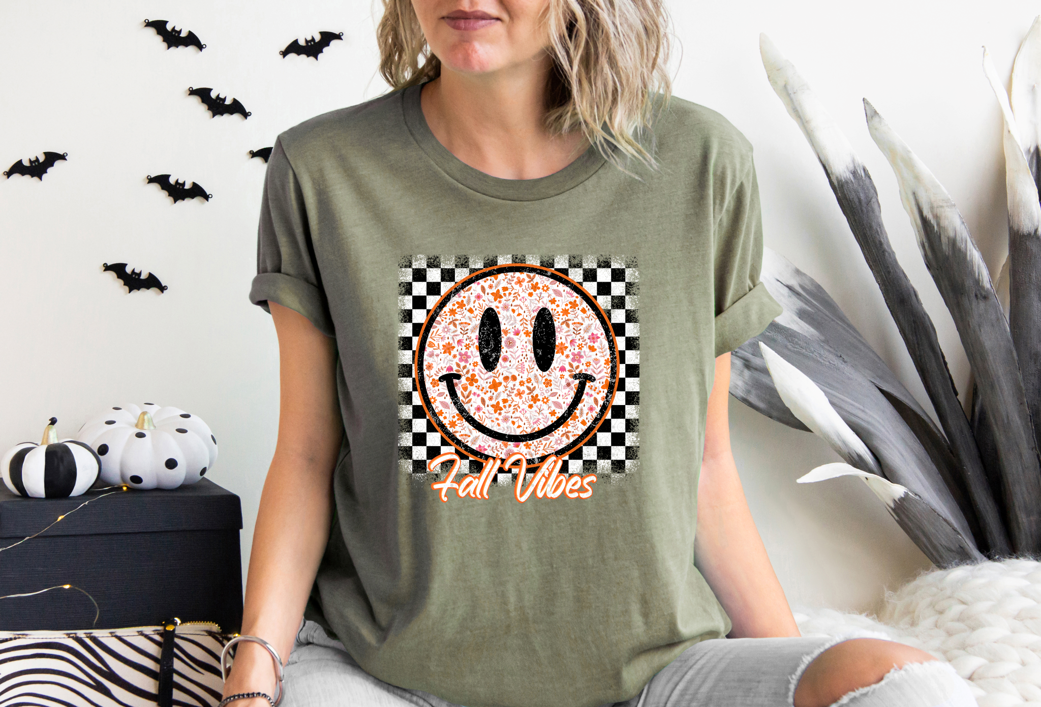 Checkered Smiley Fall Vibes