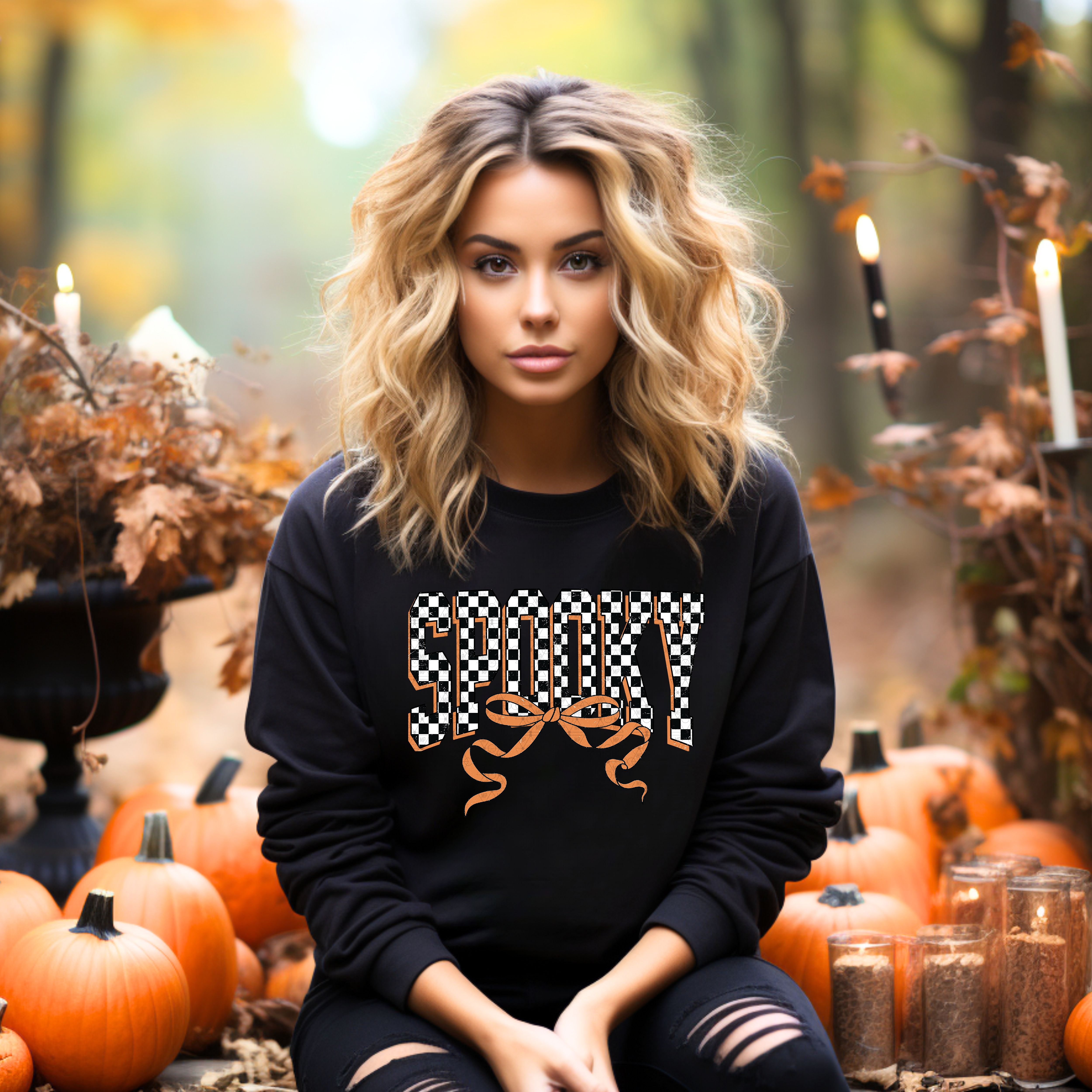 Spooky Checkered with Bow