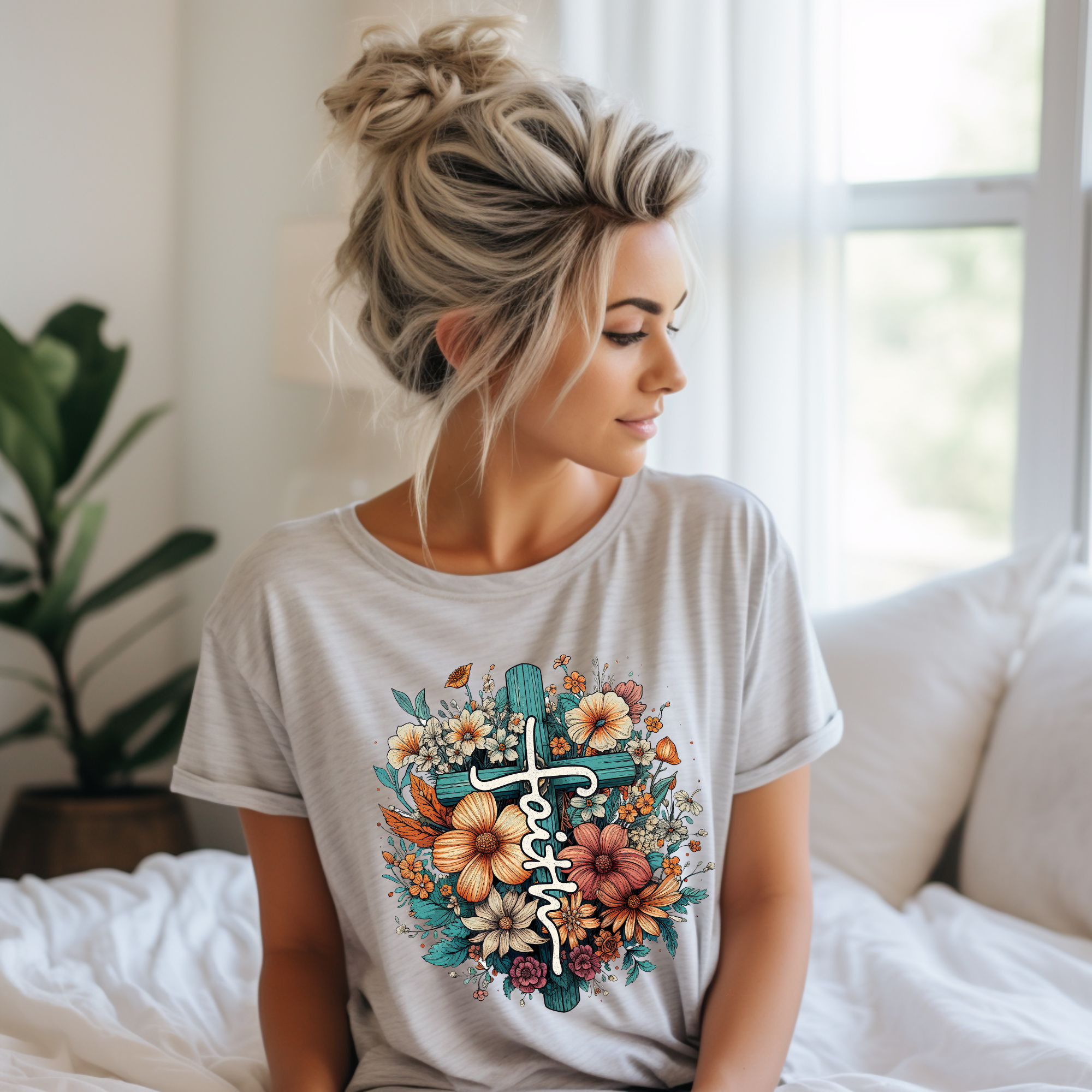 Faith Cross and Flowers