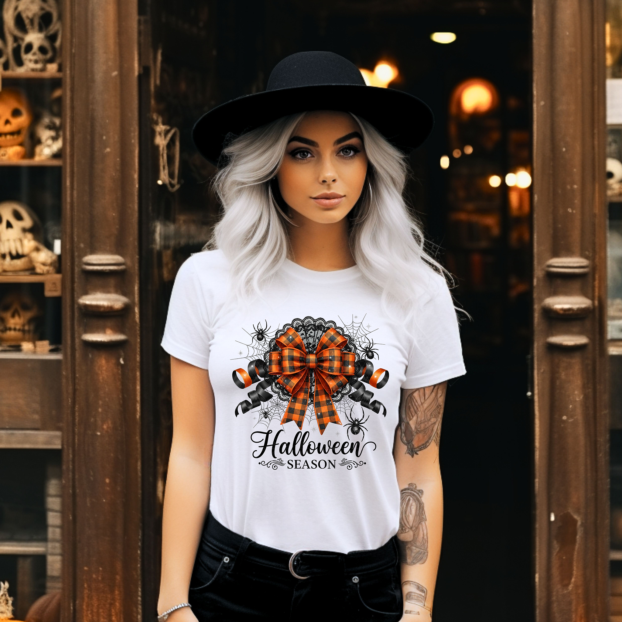 Halloween Season Checkered Bow