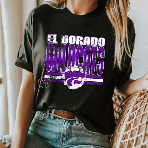 Load image 1 in gallery view. Distressed El Dorado Wildcats