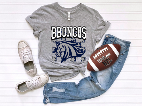Load image 1 in gallery view. Checkered Broncos Blue