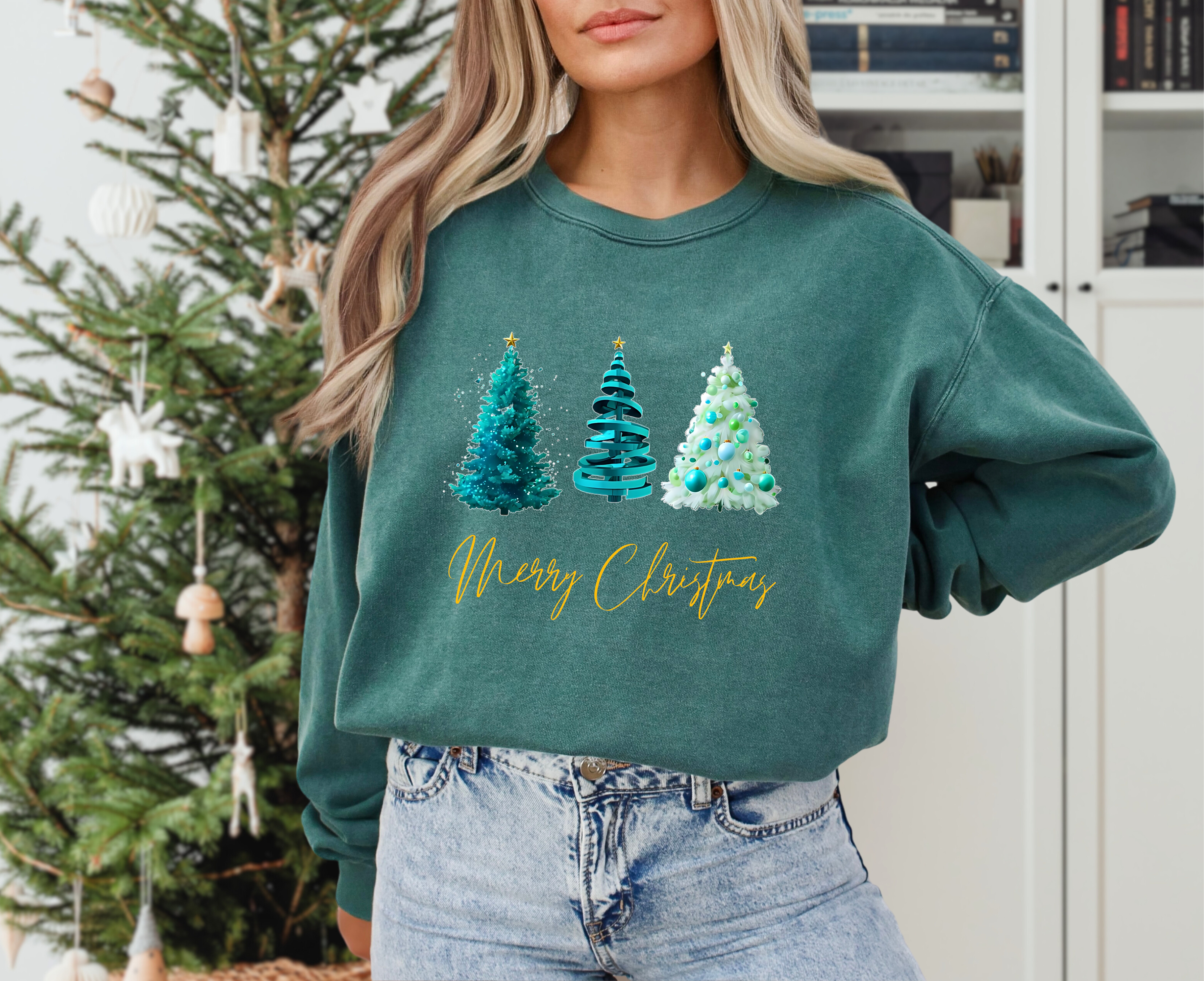 Teal Sparkle Merry Christmas