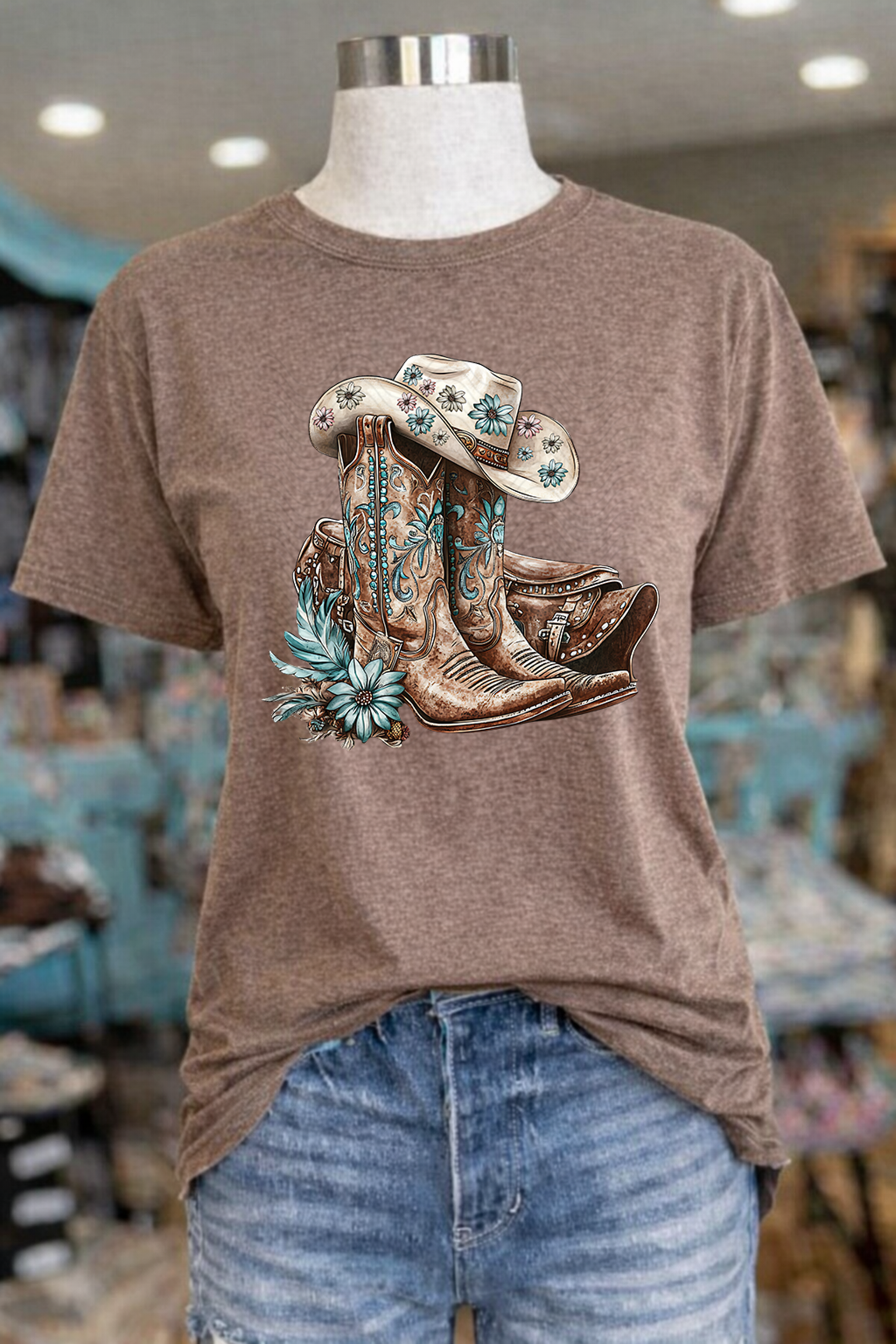 Western Boots with Teal Accents