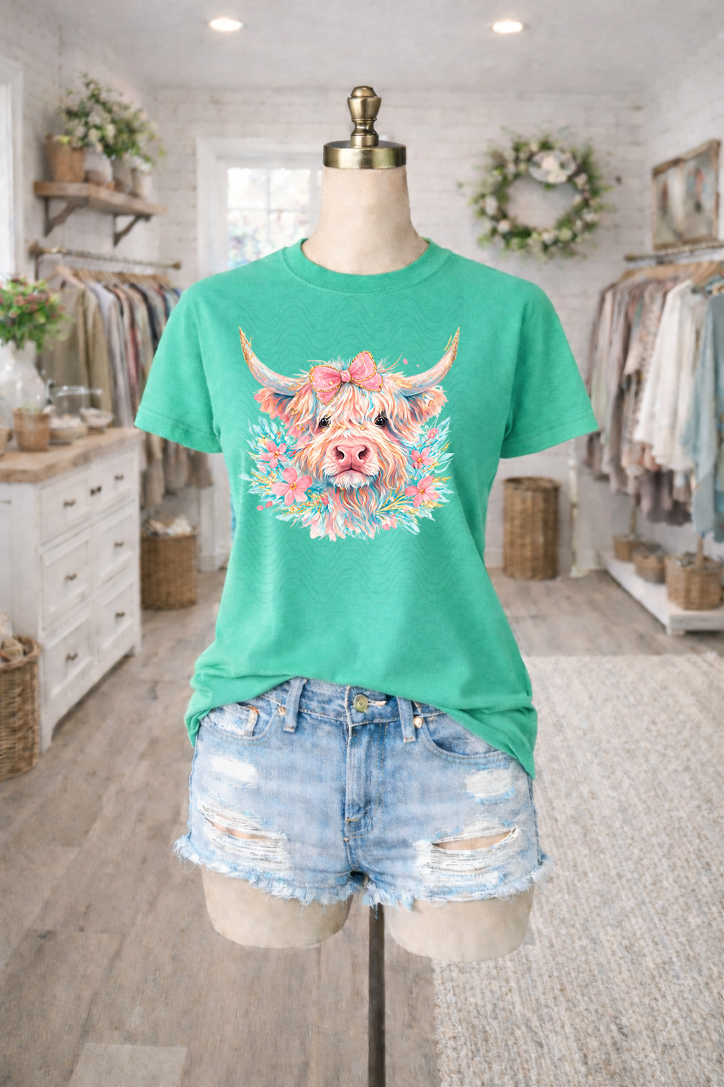 Boho Spring Highland Cow