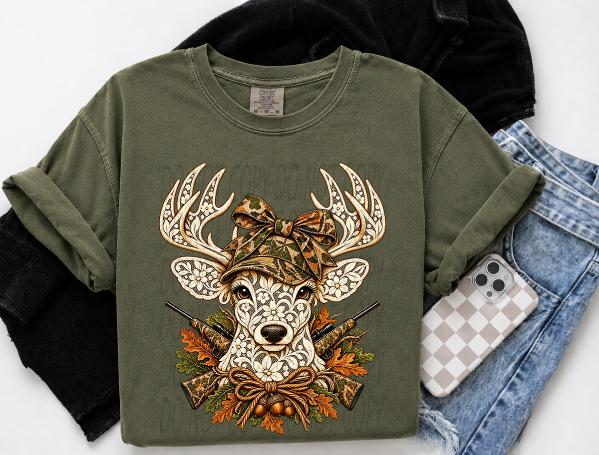 Lace Deer with Camo Hat
