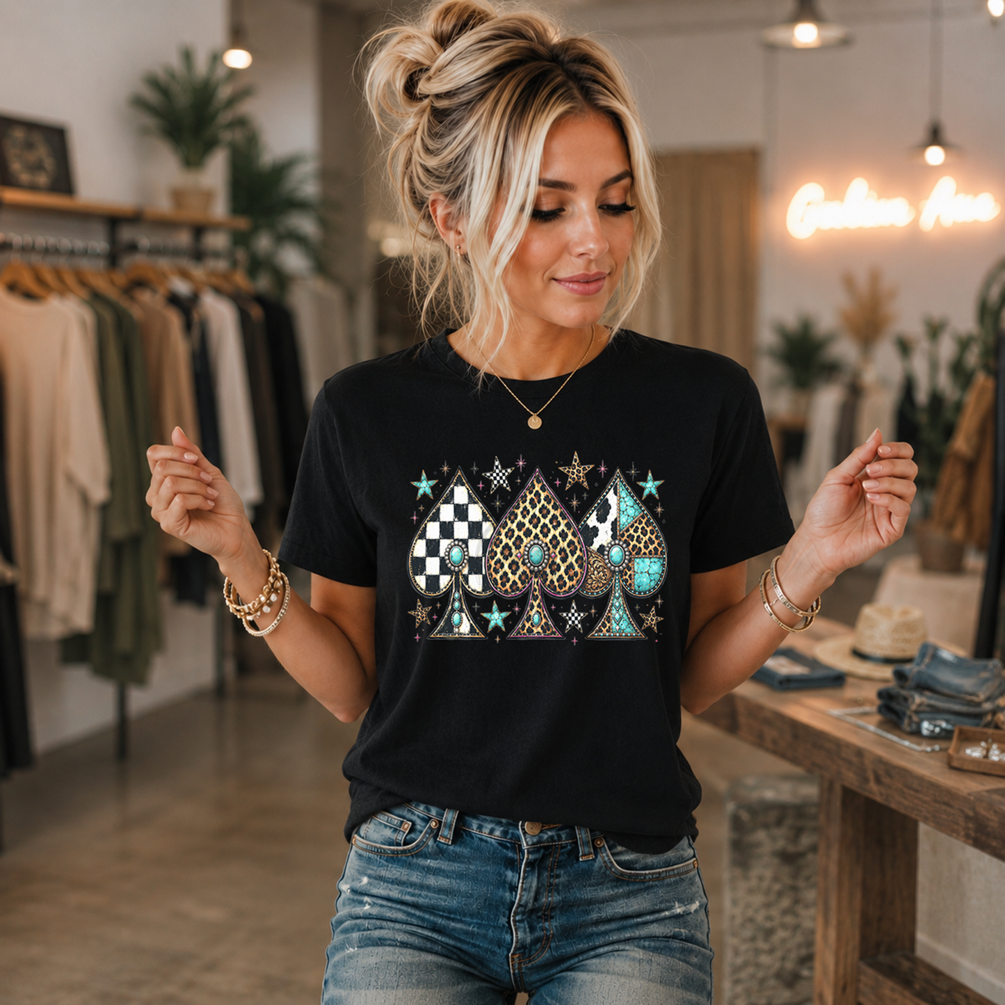 Boho Checkered and Leopard Spades