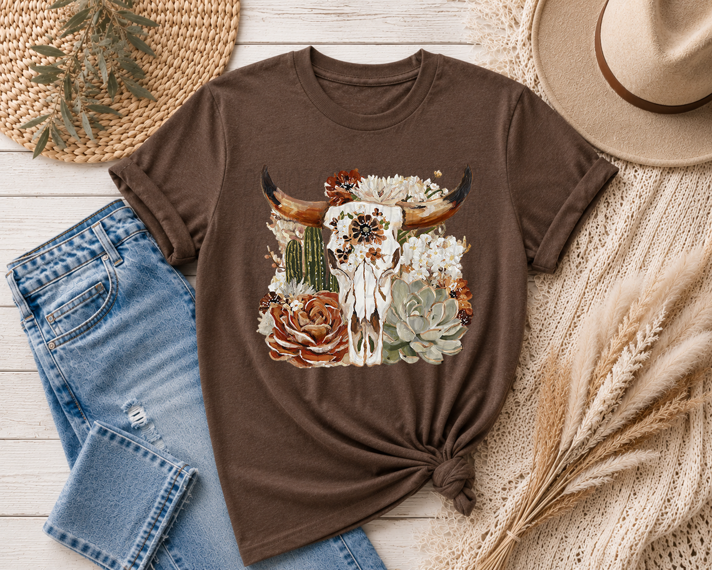 Boho Brushstroke Skull