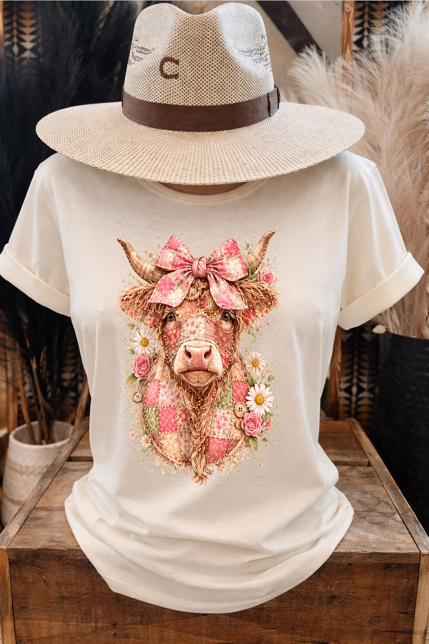 Spring Patchwork Highland Cow