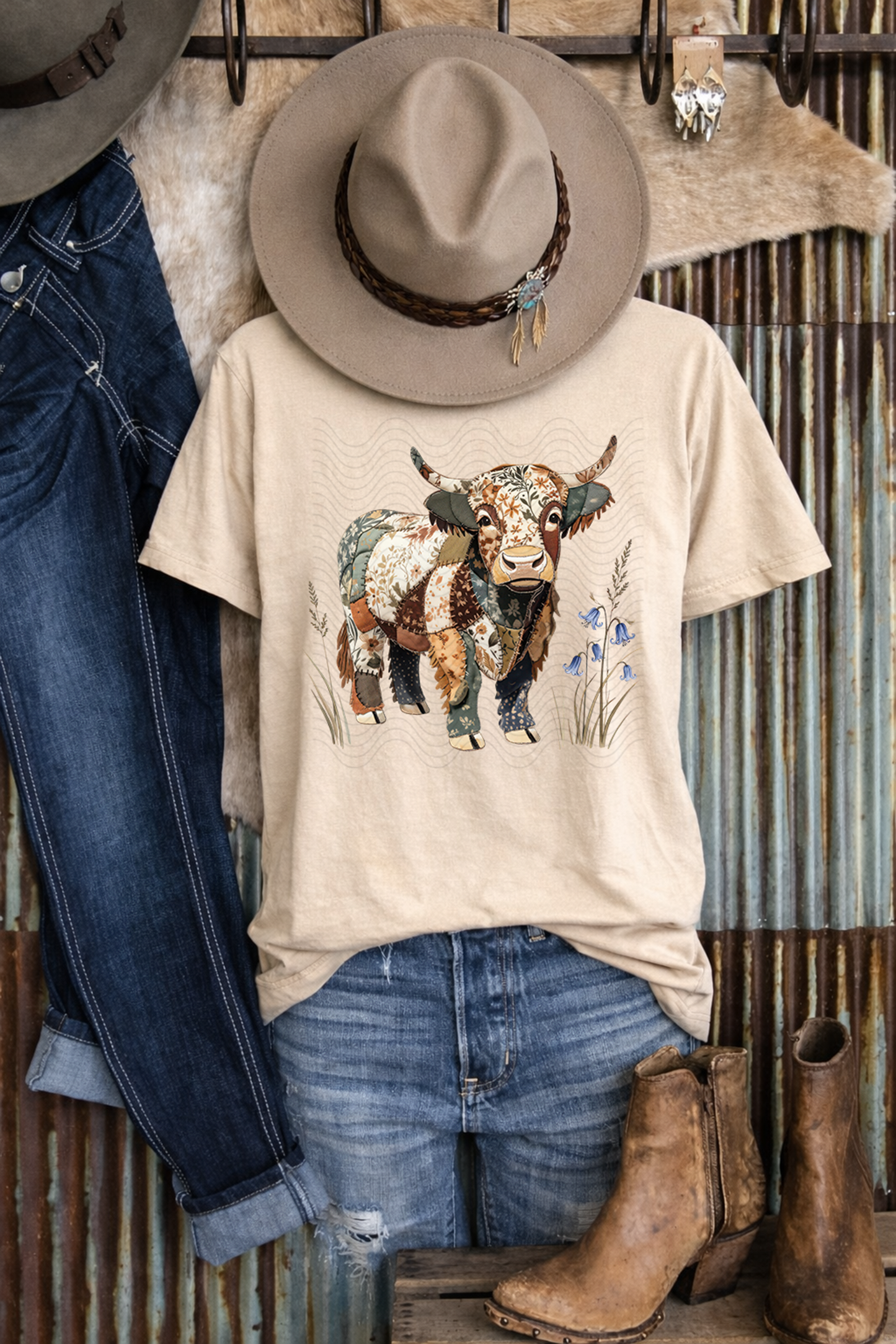 Boho Patchwork Cow