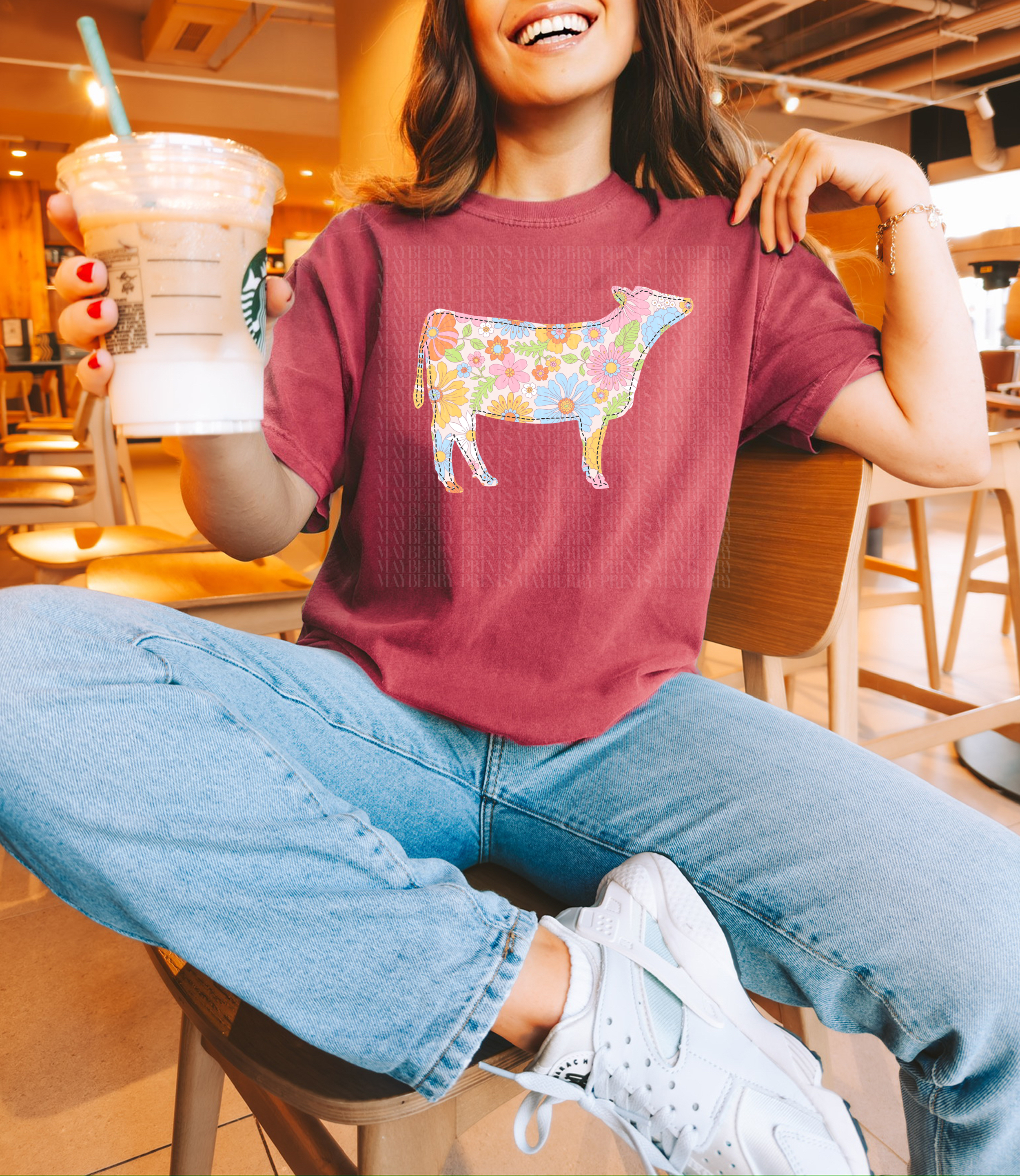Floral Stitch Cow