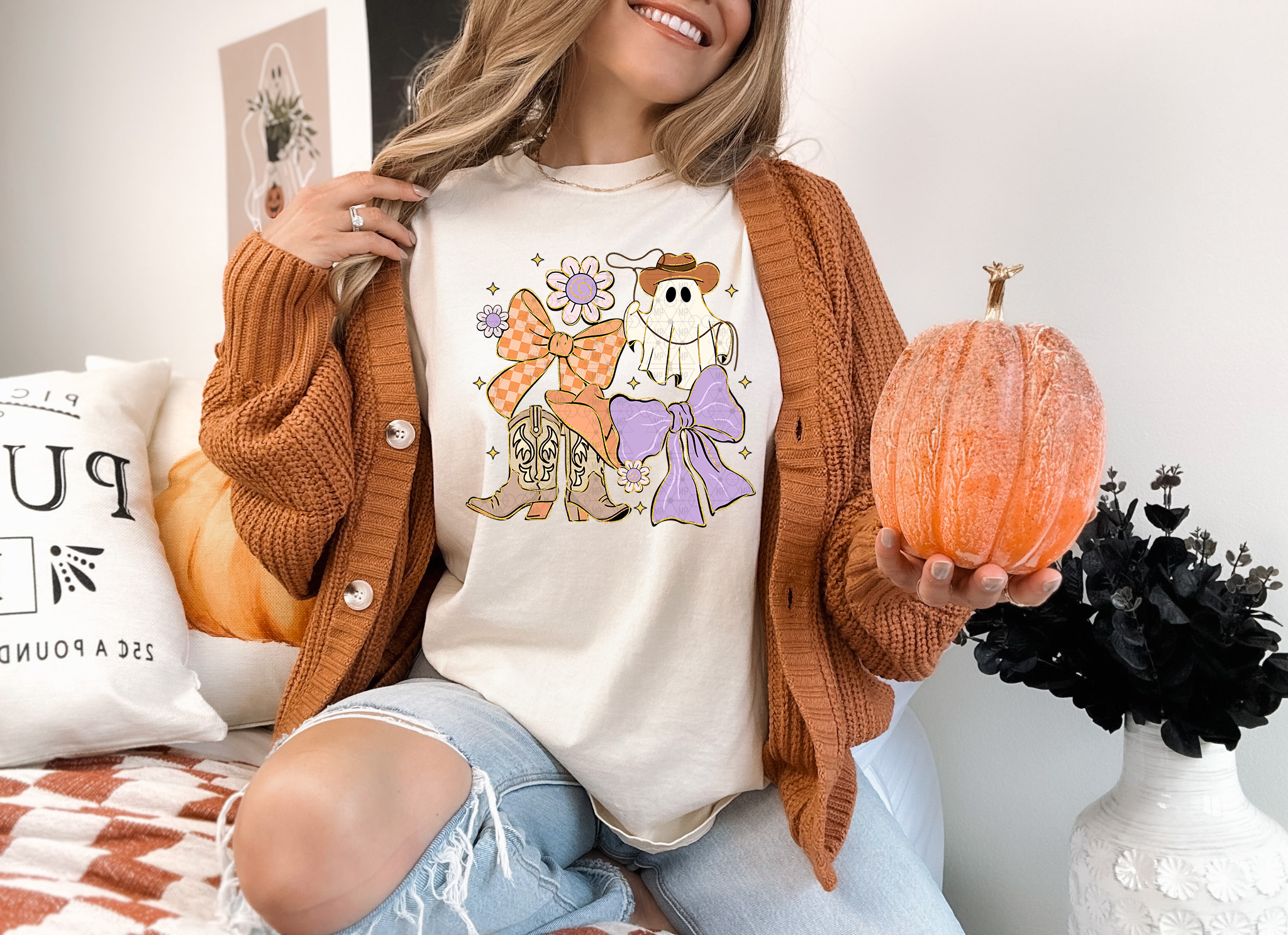 Cute Boho Ghost and Bow