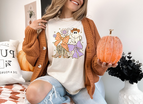 Load image 1 in gallery view. Cute Boho Ghost and Bow