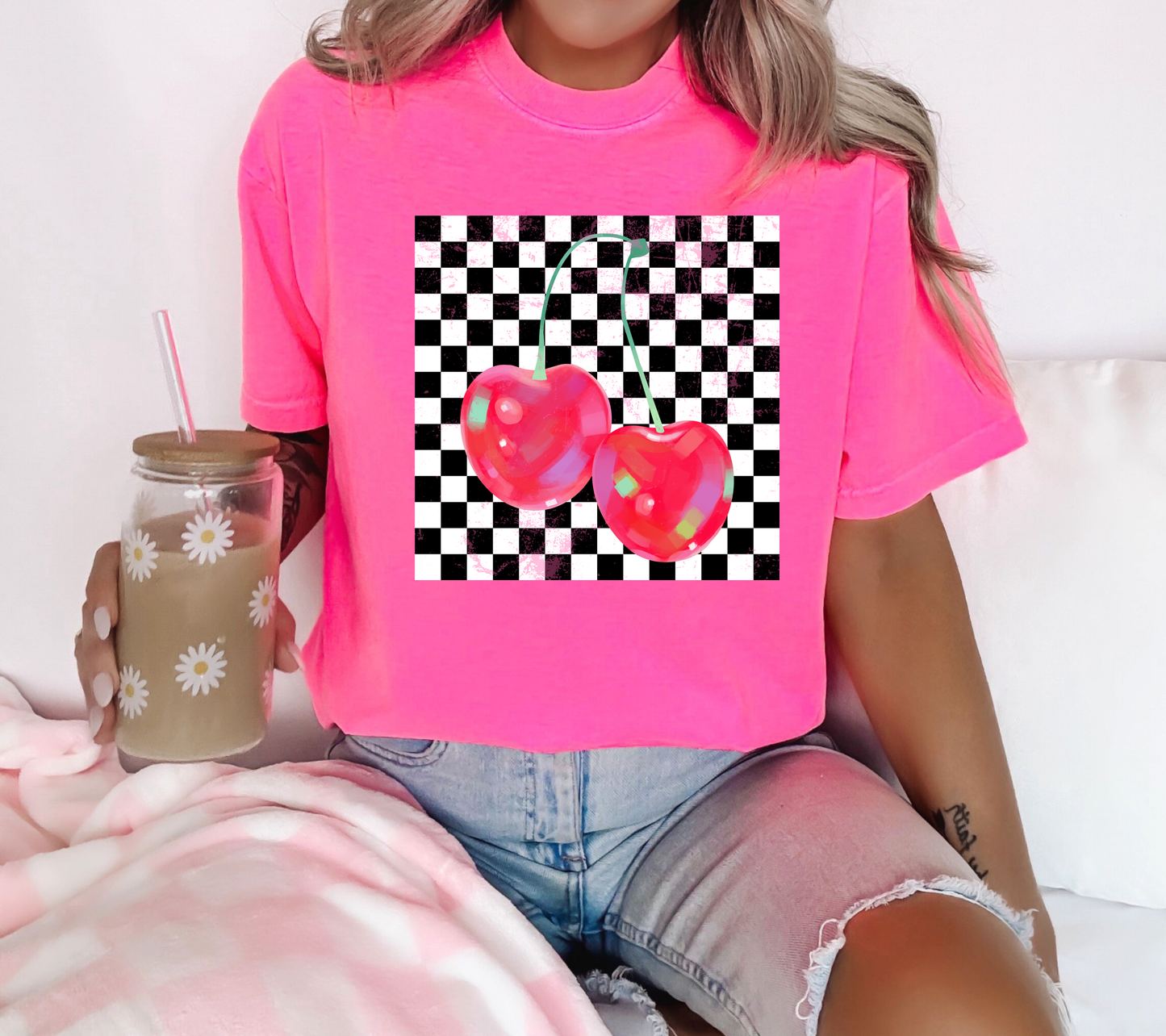 Checkered Distressed Cherries