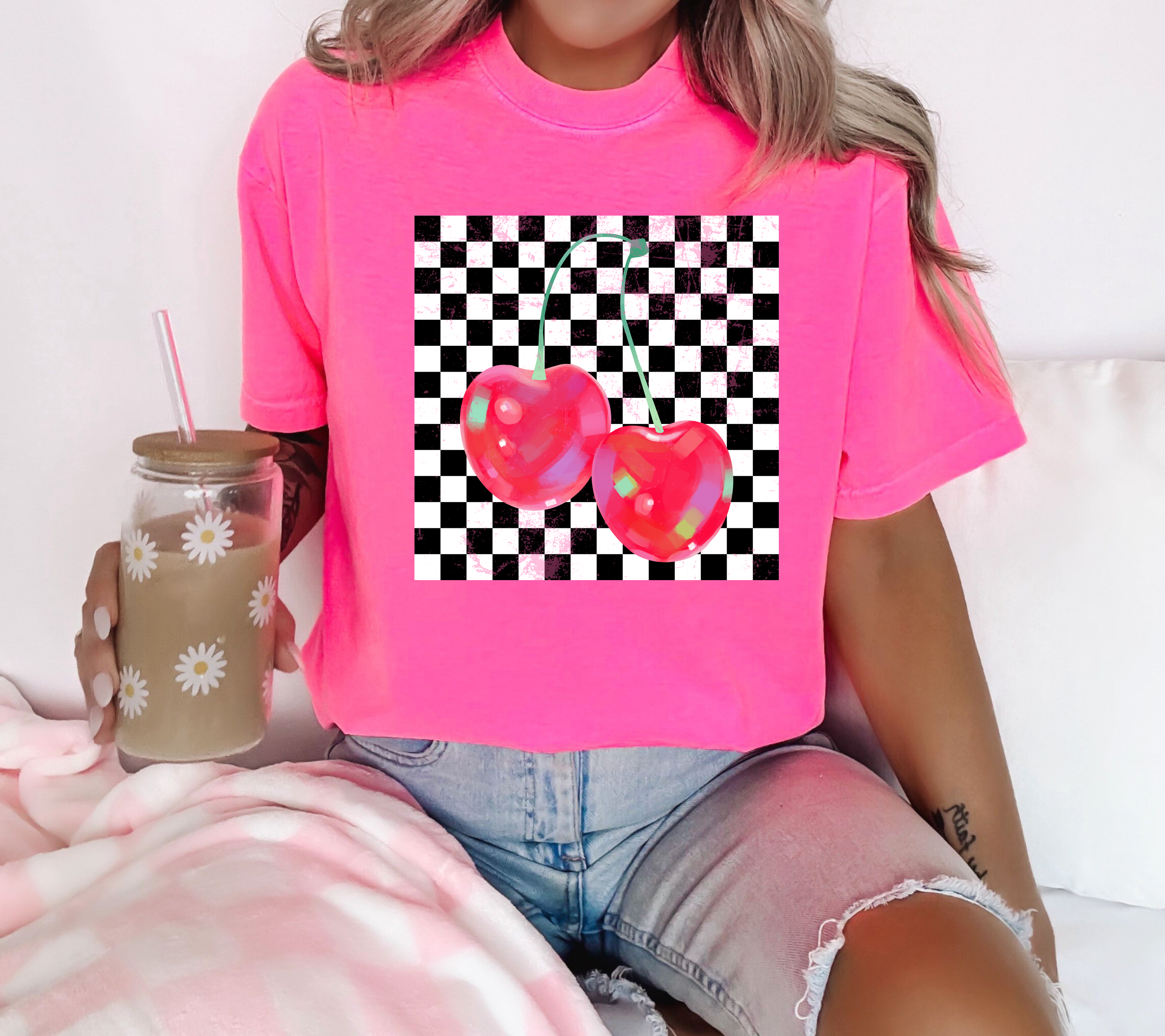 Checkered Distressed Cherries