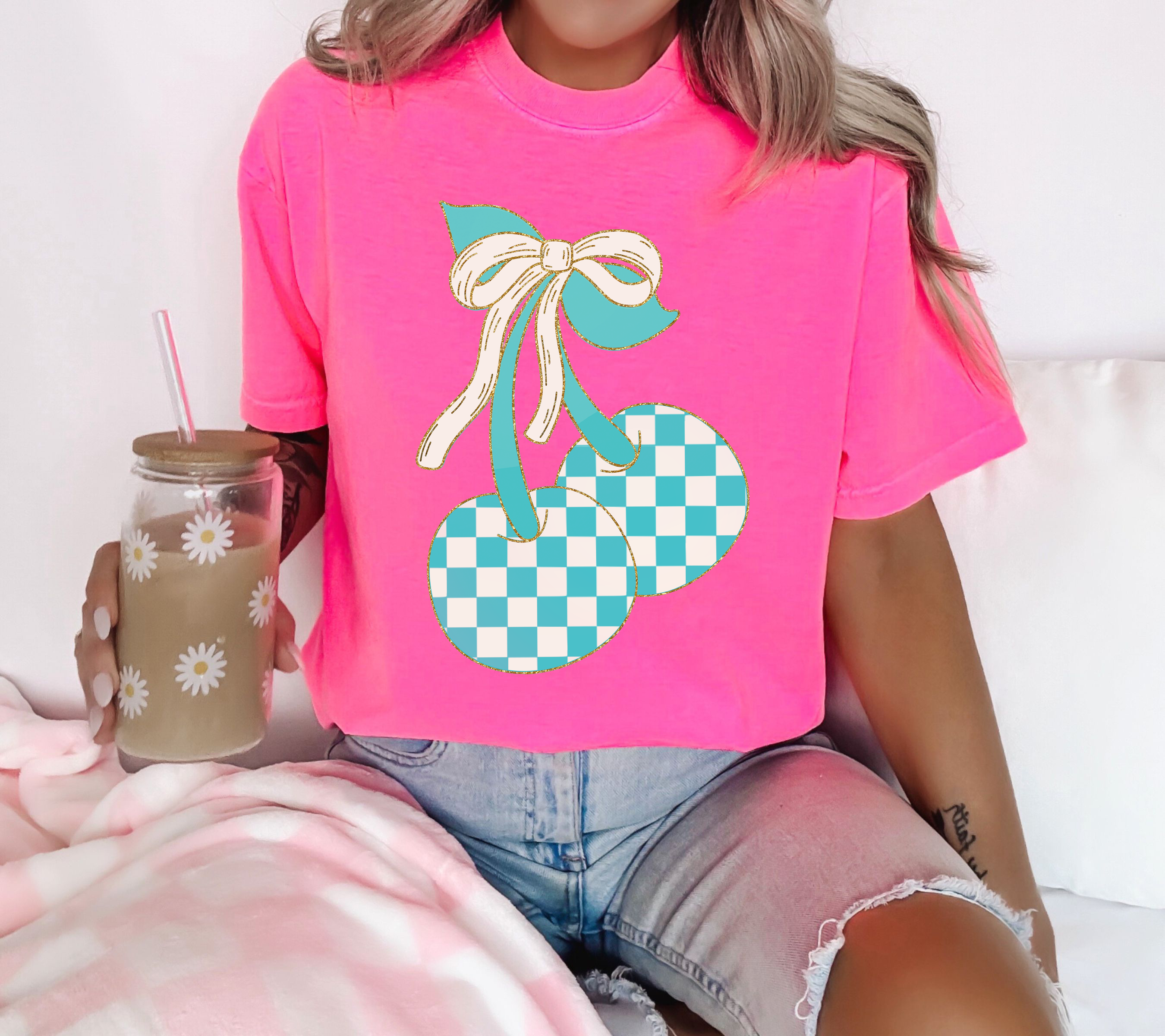 Turquoise Checkered Cherries