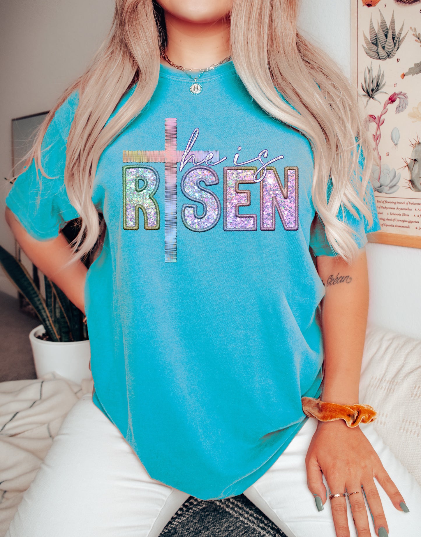 He Is Risen - Faux Sequin Embroidery