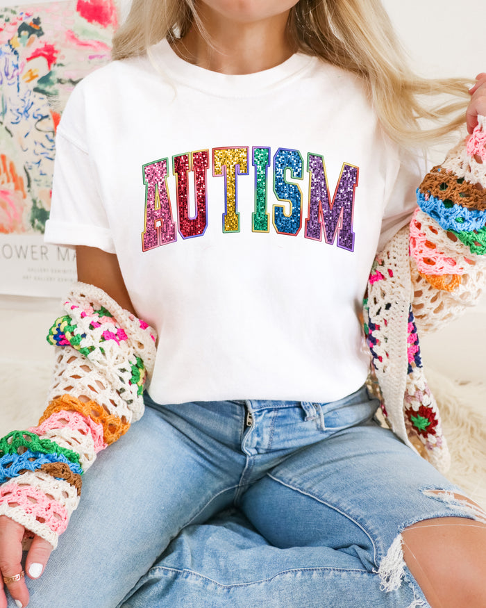 Autism Varsity Faux Sequin