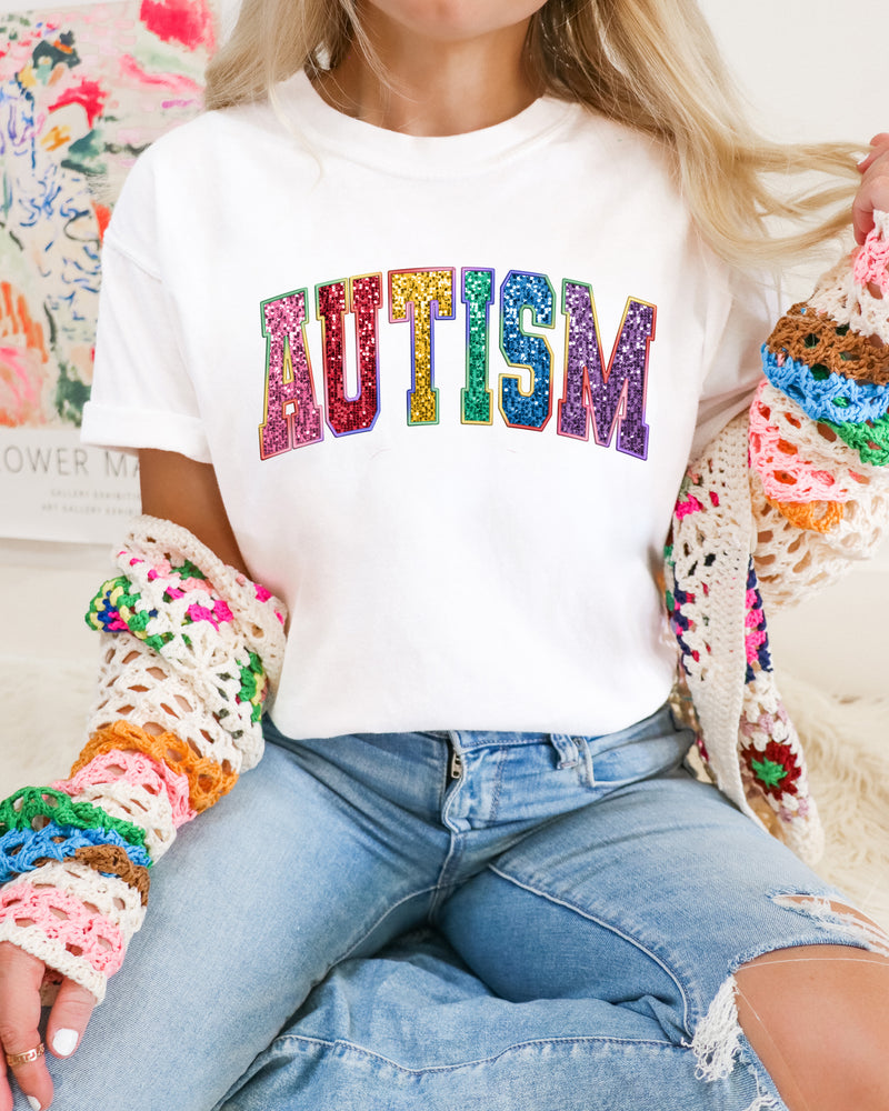 Autism Varsity Faux Sequin