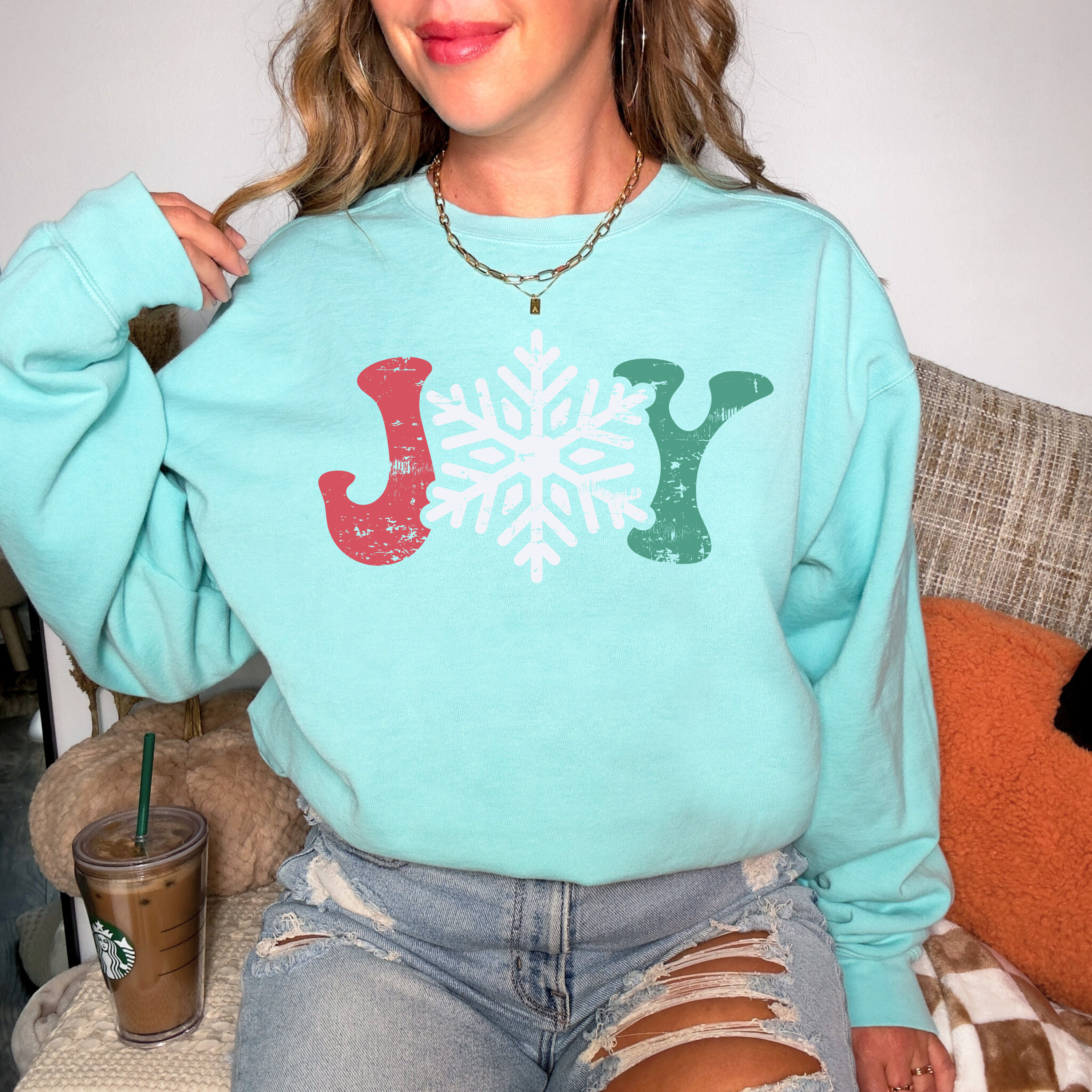 Distressed Joy with Snowflake