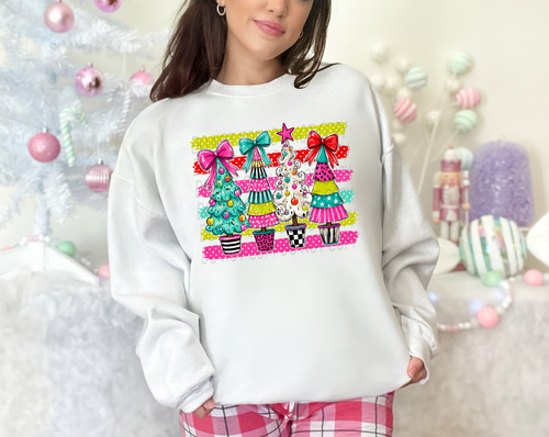 Load image 1 in gallery view. Bright Stripes and Funky Christmas Trees