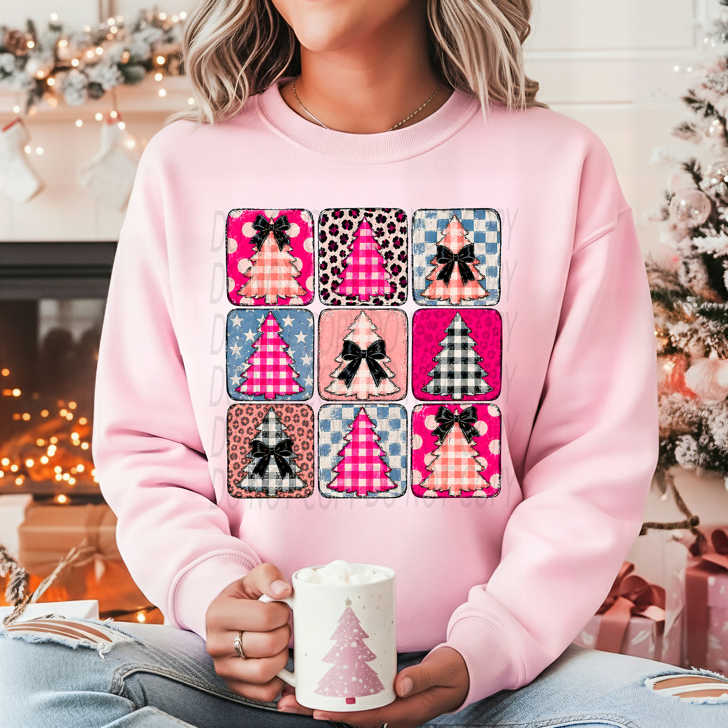 Funky Doodle Christmas Tree Squares